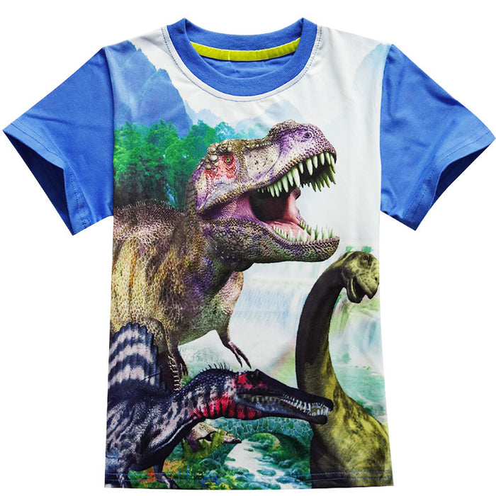 Cartoon Dinosaur Children's Fashion Short Sleeve Top For Boys